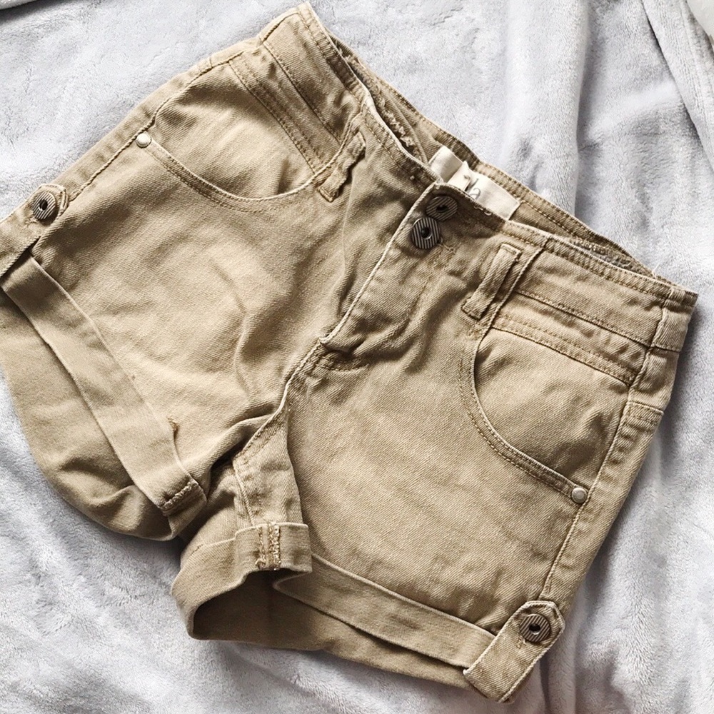 Khaki High Waisted Shorts